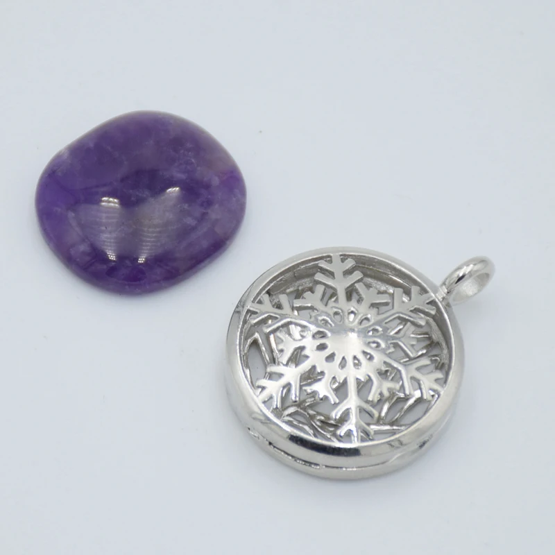 Круглый Снежный ажурный медальон Подвеска для ожерелья с натуральными камнями