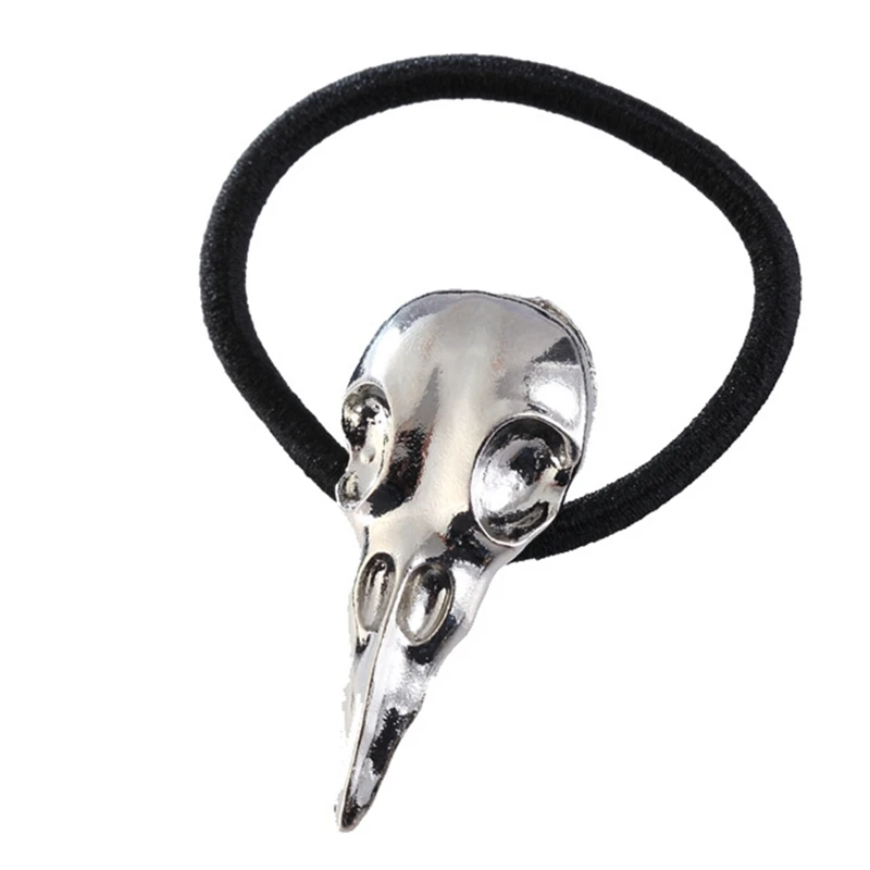 1 шт. металлическая эластичная веревка для волос в стиле панк готика ворон череп