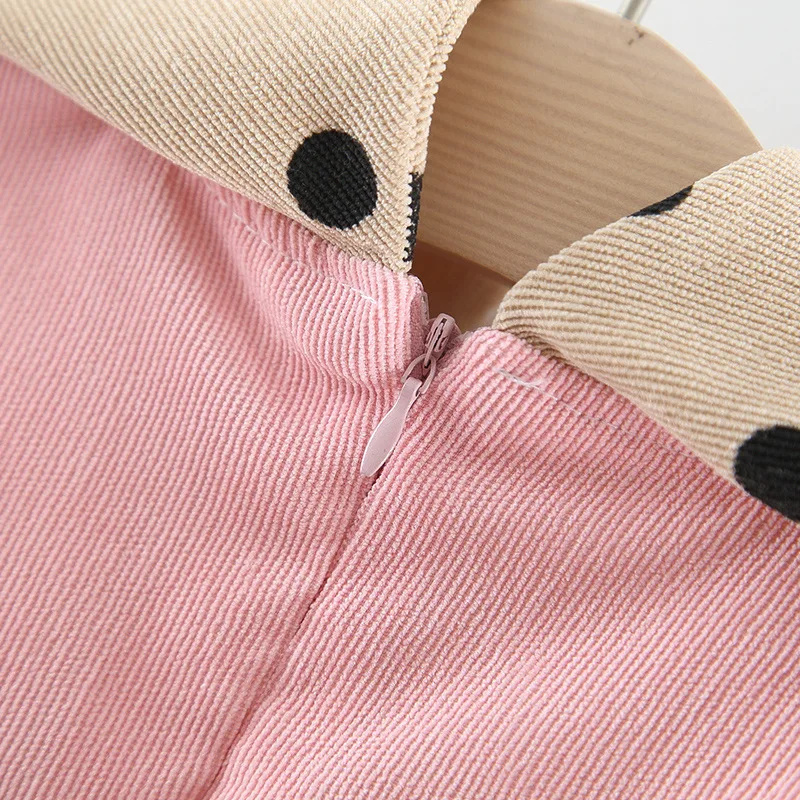 Humor Bear Winter Baby Girl Long Sleeve Dress Plus Velvet Children's Color Polka Dot Velvet Babies Dress Infant Christmas Dress