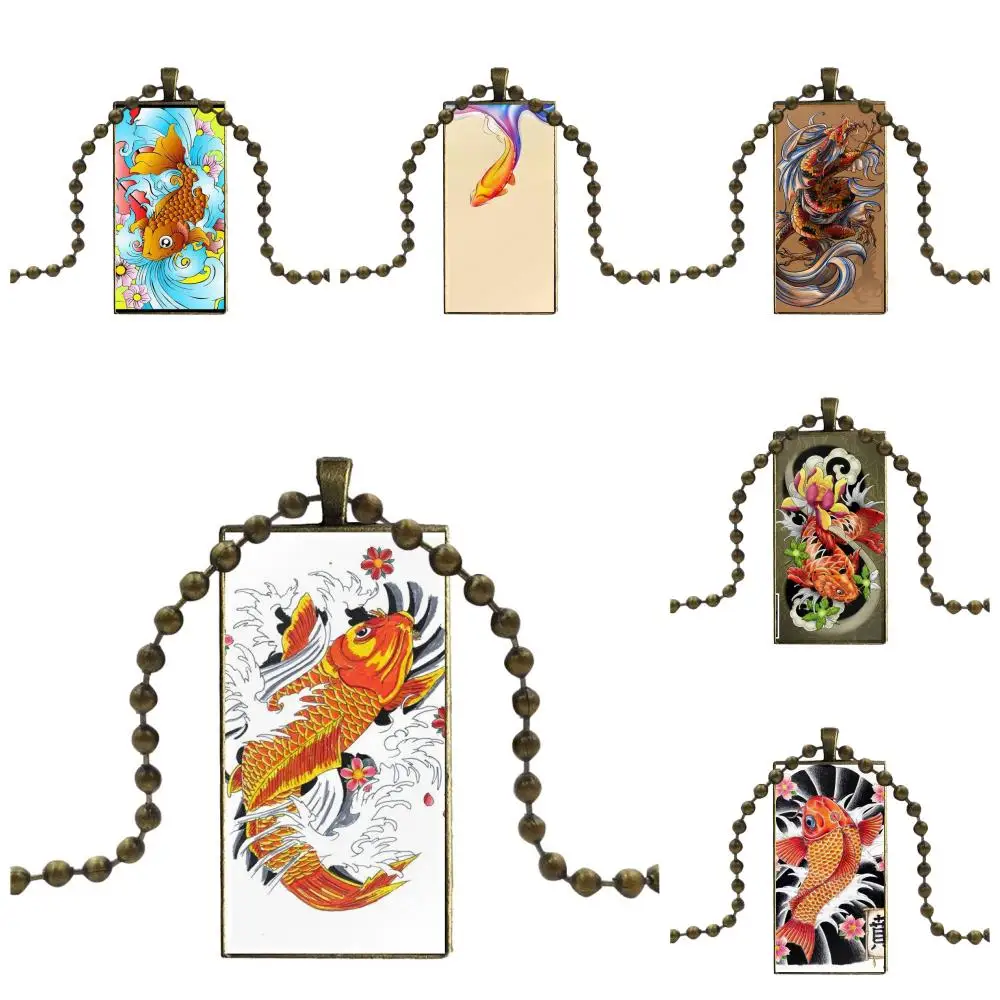 Подарок унисекс японская Татуировка Koi Fish модный стеклянный подвесной брелок