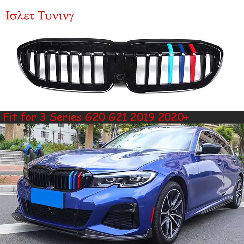

1-slat M color G20 Grille for BMW 3 Series G20 G21 Front Bumper Racing Mesh Grills 2019 2020 +