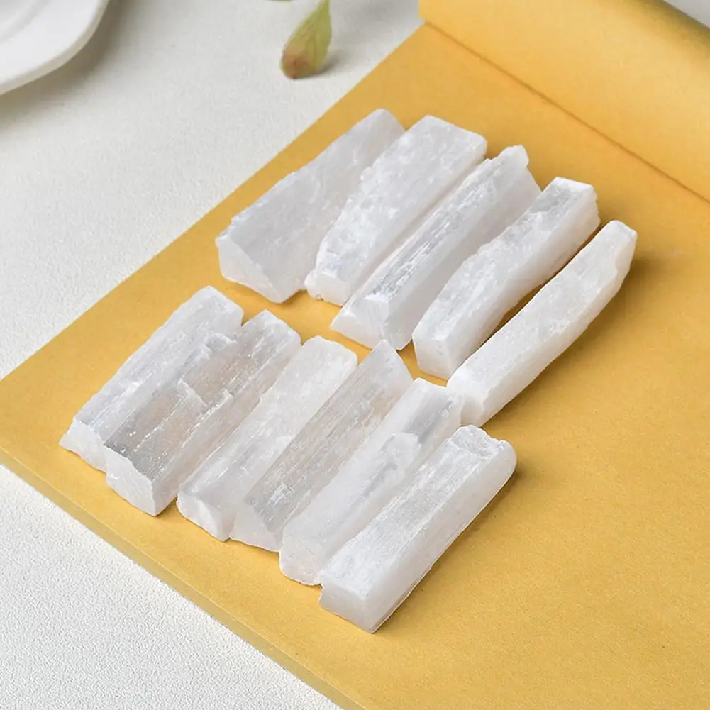 

50-70mm Natural White Selenite Rough Sticks Minerals Specimen Point Healing Crystal Wand Irregular Shape Making Stone Home Decor