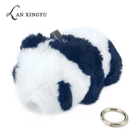 keychain plush panda doll key chains fur pompom pendants bag decoration car key ring accessories fashion baby toy gifts