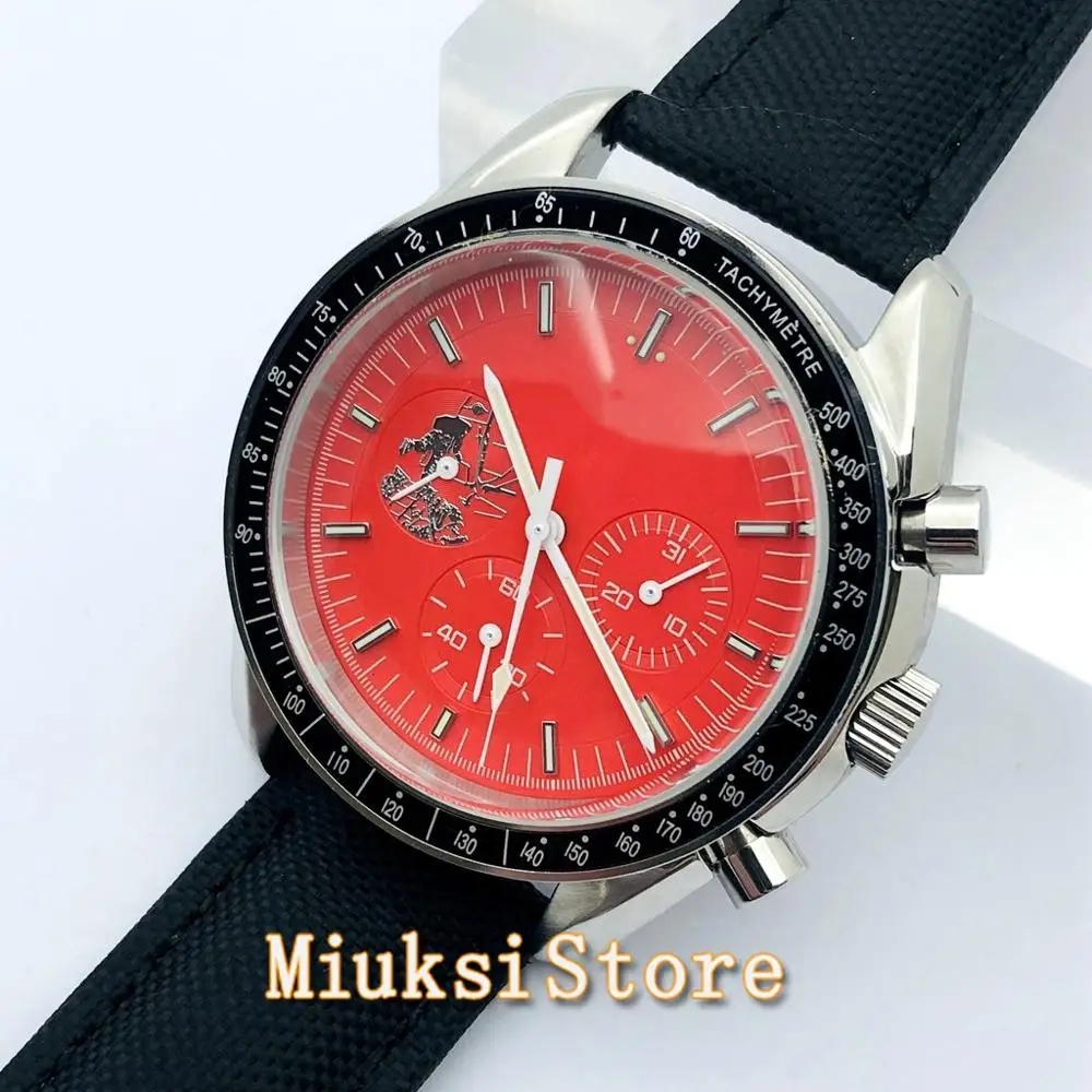 

Роскошные Механические часы BLIGER Top, 40 мм, красный стерильный циферблат, светящиеся водонепроницаемые мужские повседневные спортивные автоматические часы с датой