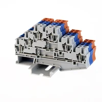 50 pcs spring terminal block st 2 5 3l din rail 3 layer screwless connection connector return pull type wire conductor st2 5 3l