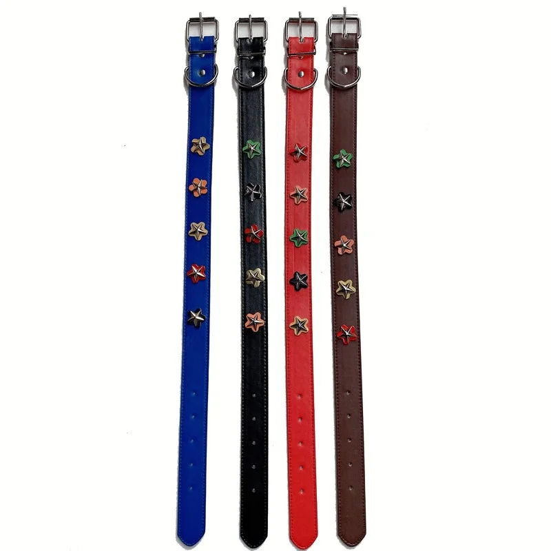 

Small flower five-pointed star PU pet collar dog collar dog leash dog collar adjustment pet supplies