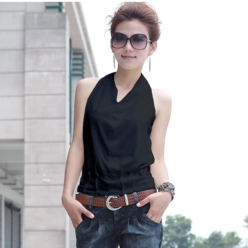 

Summer off-the-Shoulder V-neck Women's Camisole Women's Outer Wear Sexy Base Shirt Large Size Slimming Sleeveless Top