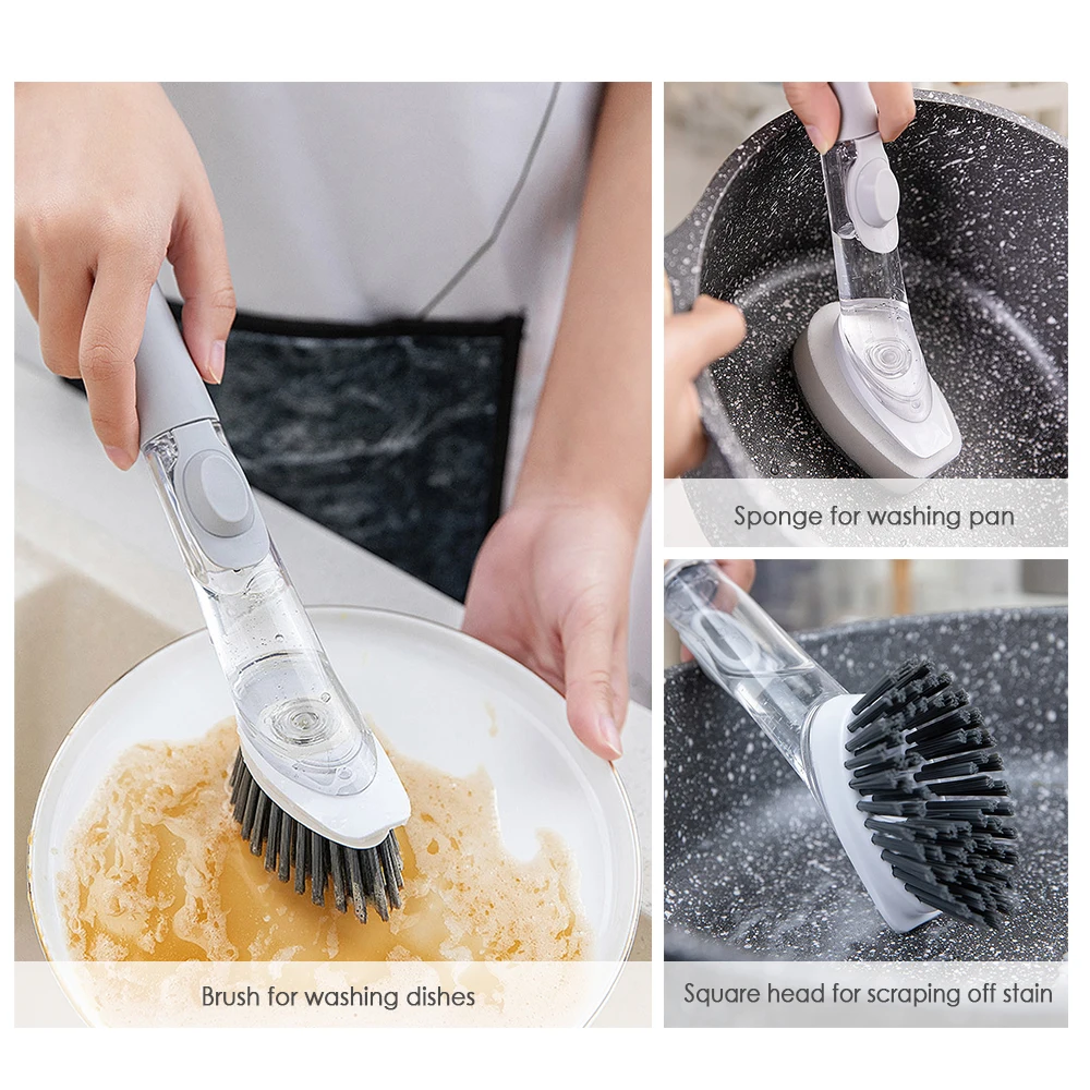 Щетка для мытья губка щетка плитки с дозатором жидкого мыла диспенсер скруббер