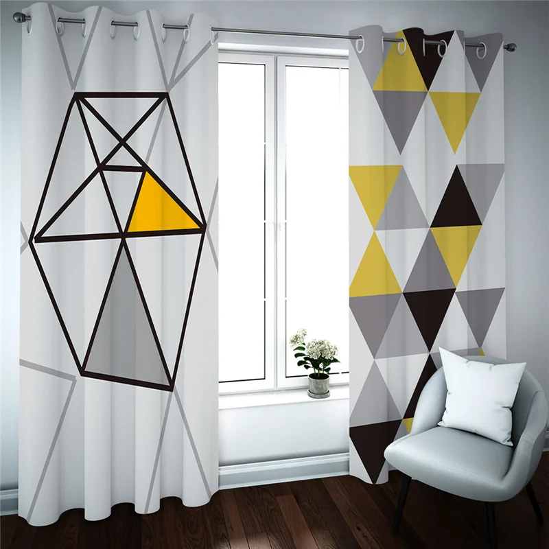 Светонепроницаемые шторы для гостиной спальни современные короткие графические