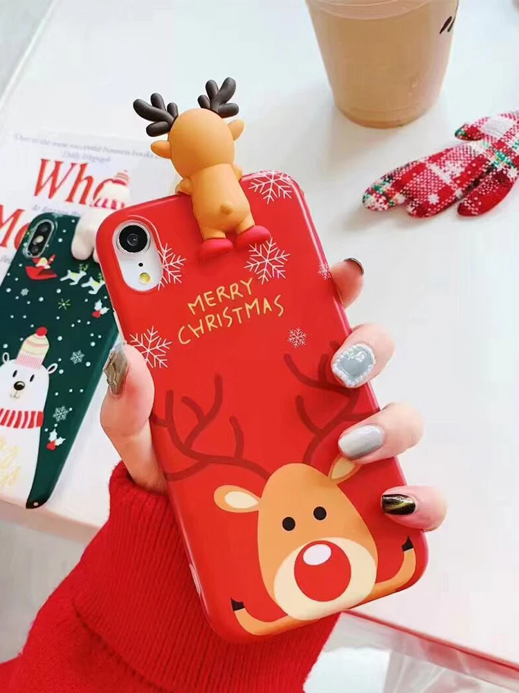 Фото ANMONE Christmas Cartoon Deer Phone Case for iPhone 11 Pro Max Silicone Matte Cover Doll Mobile Shell Мобильные телефоны и ANMONE Christmas Cartoon Deer Phone Case for iPhone 11 Pro Max Silicone Matte Cover Doll Mobile Shell Мобильные телефоны и