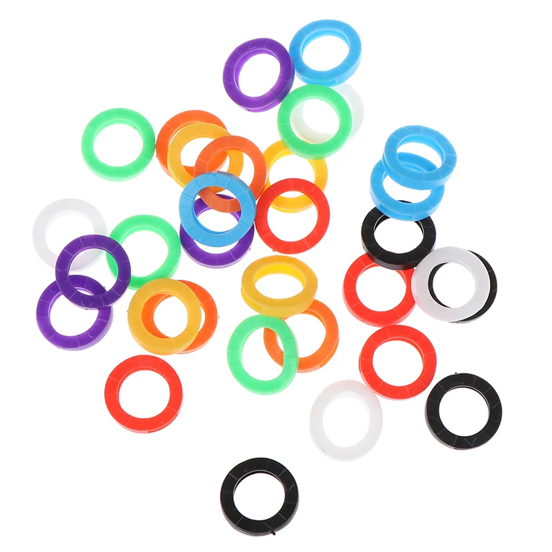 

32pcs Multicolor Elastic Mixed Color Hollow Rubber Key Covers Round Soft Silicone Keys Locks Cap Keyring Case