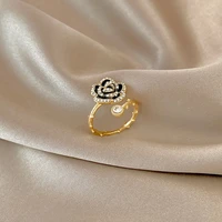 south korea style simple gold camellia adjustable rings gift banquet party womens jewelry ring 2021