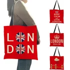 Ярко-красная сумка-тоут ручной работы, складная сумка из льна с надписью Москва для путешествий и пикника, уличная сумка