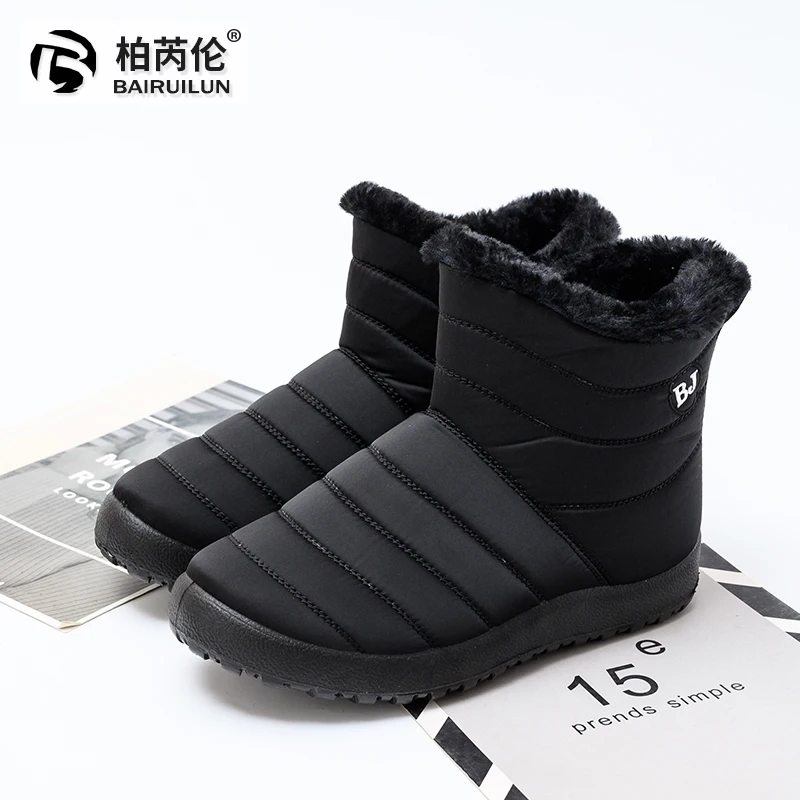 Новые зимние женские ботинки нескользящая обувь теплые меховые на пуху