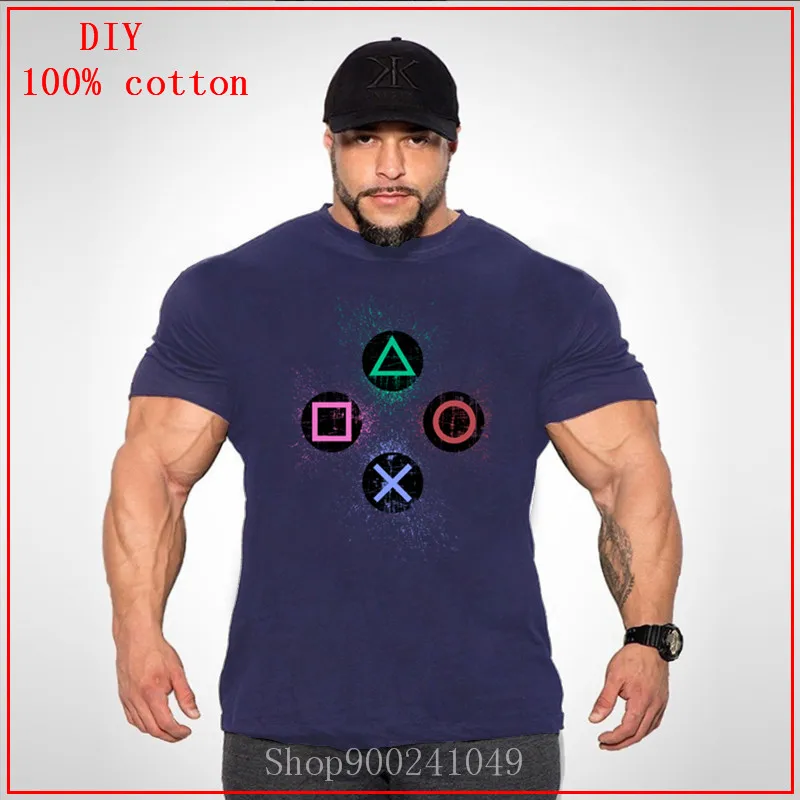 2020 Ps PlayStation Men's T Shirt Big & Tall Cotton Tops Vintage Plus Size Large Crewneck Tees T-Shirt 5XL 6XL | Мужская одежда