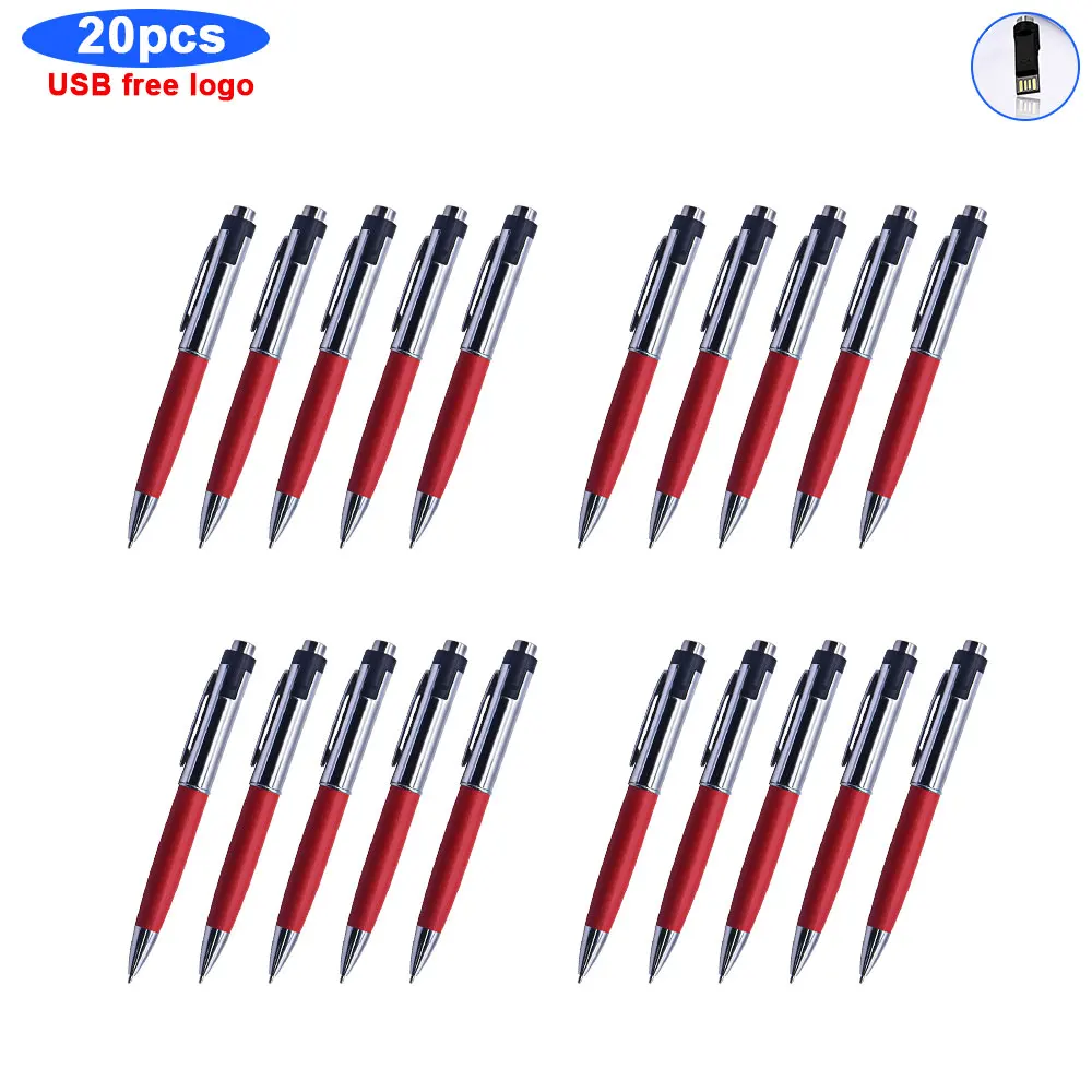 

Hot 20pcs free logo USB 2.0 ballpoint pen Flash Drive 128GB 64GB Pen Drive 32gb memory cel usb stick High Speed Pen drive gift