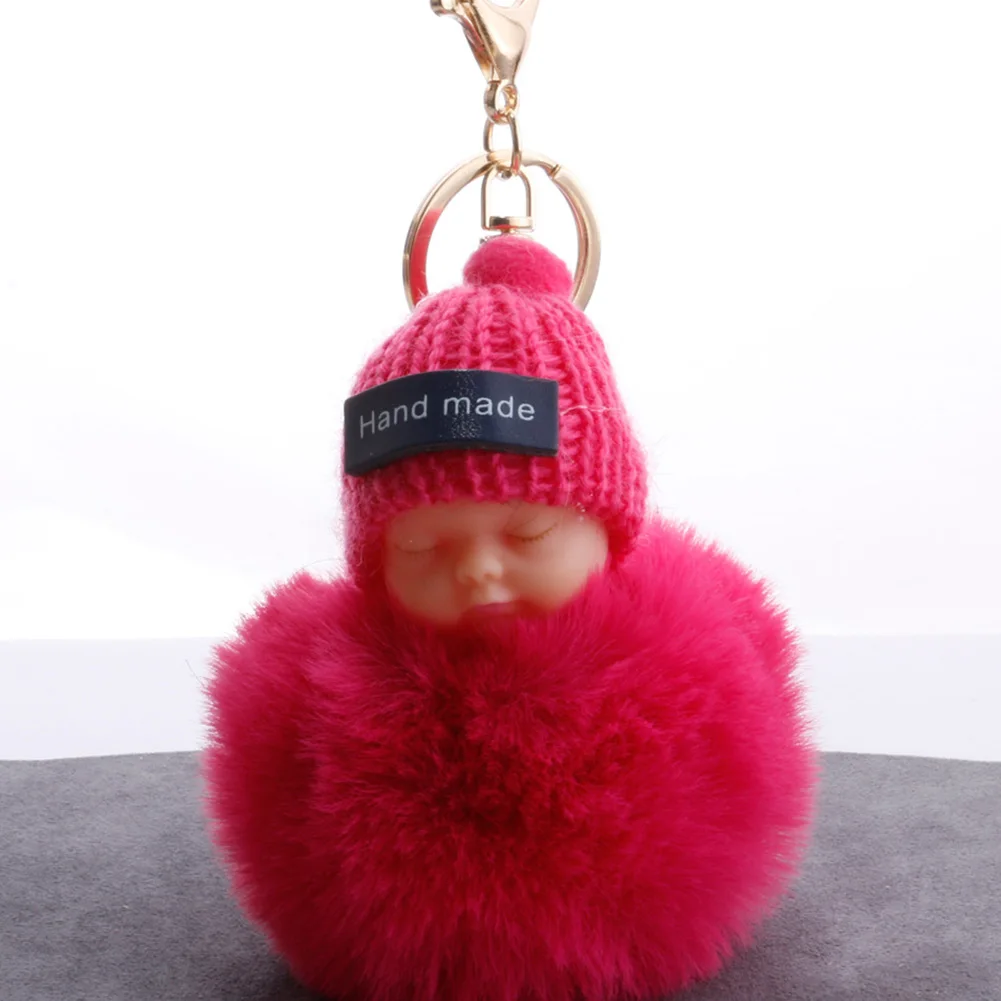 Милый пушистый спальный детский брелок с помпоном из искусственного меха для