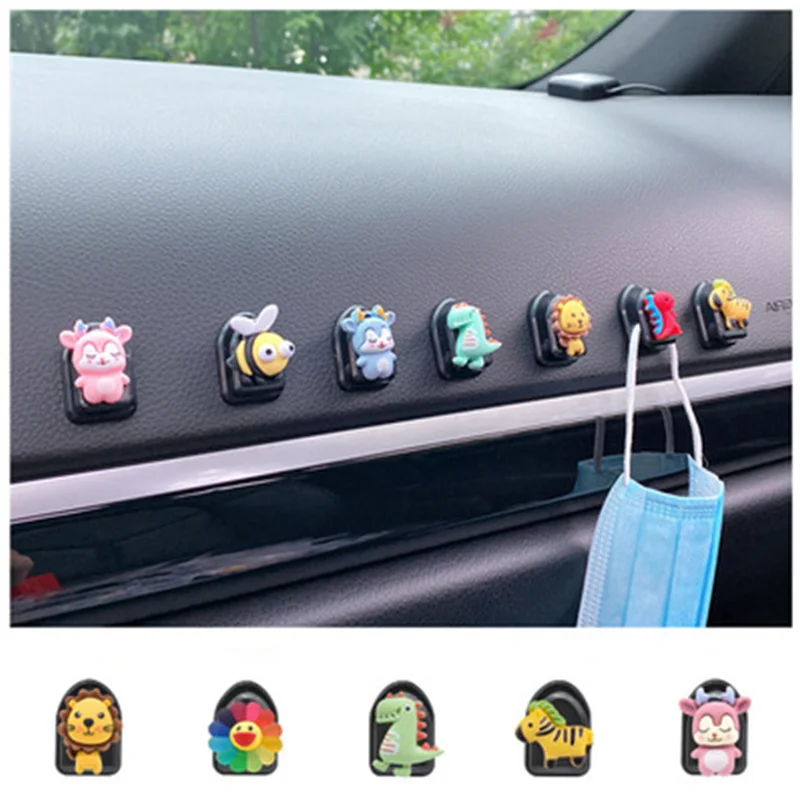 

4PCS Car Hook Cute DIY Multifunctional Mini Bracket Adhesive Seat Back Hook For Car Cute Automotive Interior Accessories