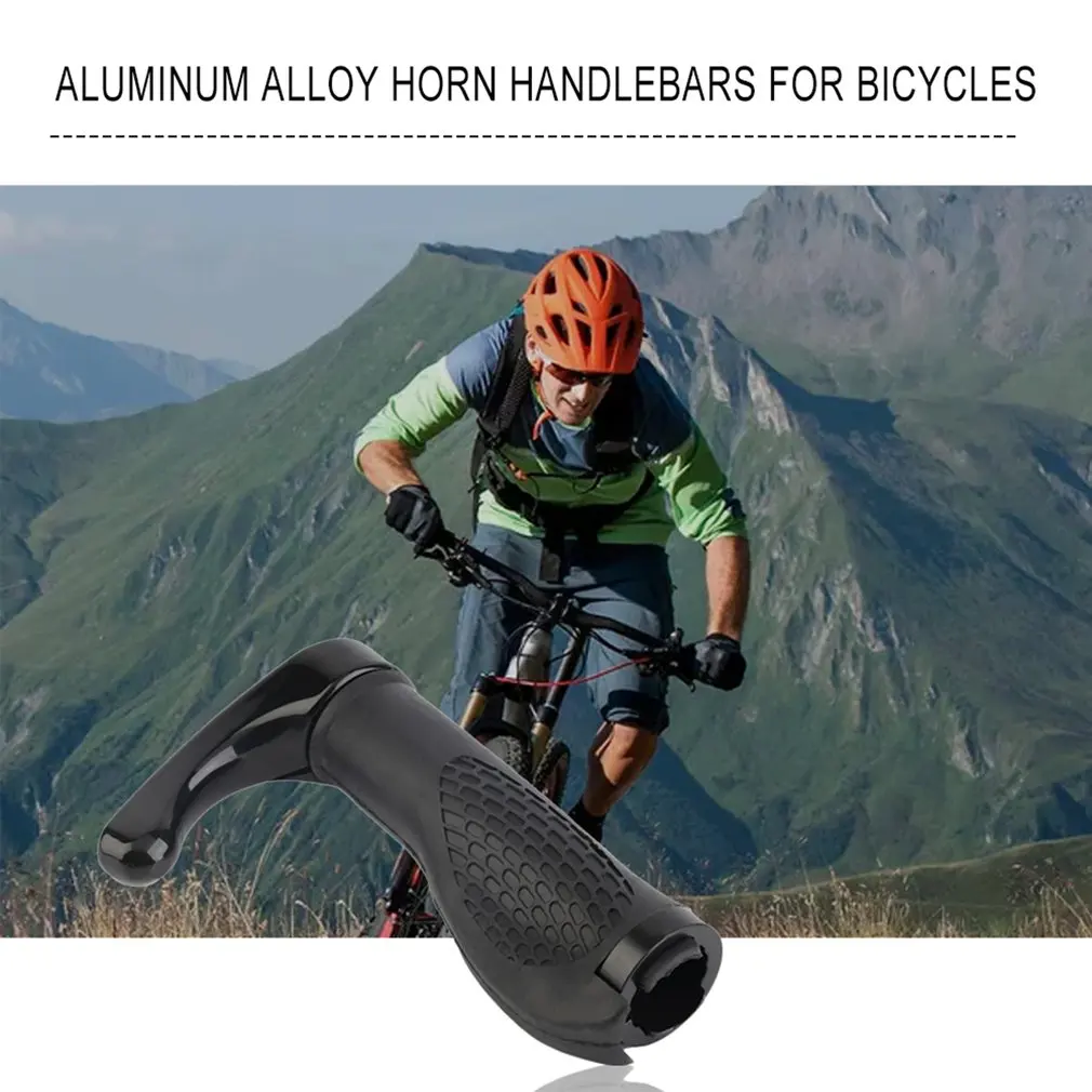 

1Pair Anti-slip Road Cycling Mountain Bike Grips Rubber Aluminum Alloy Integrated MTB Handle Bar Bicycle Handlebar Drop Shipping