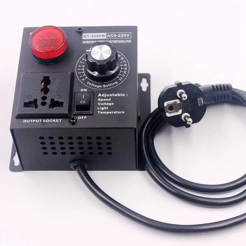 Ac220V 4000W Scr Electronic Voltage Regulator Temperature Motor Fan Speed Controller Dimmer Electric Tool Adjustable Eu Plug |