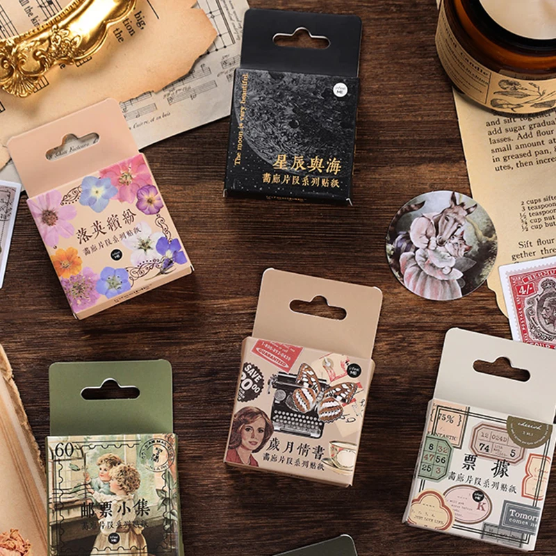 

1 коробка винтажных наклеек для скрапбукинга телефона дневника материала «сделай сам» канцелярские принадлежности для журналов декоративная бумага в стиле ретро