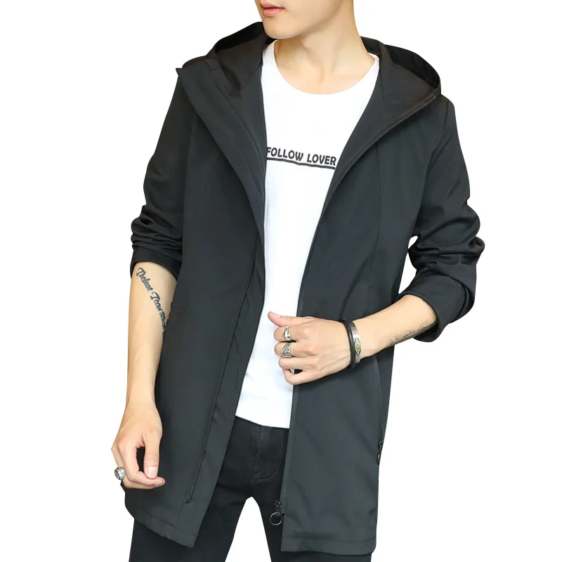 KH Spring Autumn New Arrival Men's Jacket Coat Mens Casual Hooded Long Windbreaker Male Outerwear Jaquet Plus Size M~4XL | Мужская