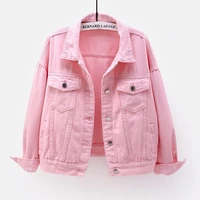 2022 spring summer fashion new color thin denim coats women short korean loose bf long sleeved jackets female casual solid tops