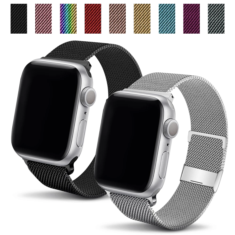 

Milanese Loop Stainless Steel Strap For Apple Watch 6 SE 5 band 44mm/42mm Bracelet Accessories to Watchband Series 432 38mm/40mm