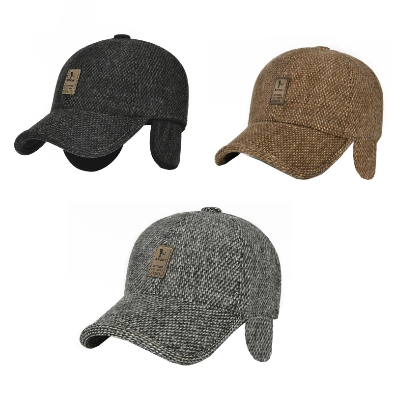 

F1CE Новая бейсбольная зимняя мужская бейсбольная плотная теплая шапка с теплыми ушами старая шапка