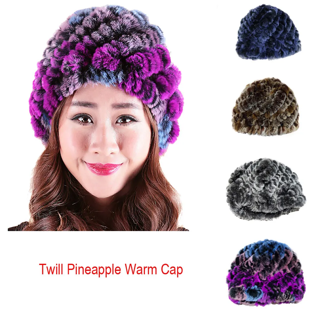 Модные женские зимние искусственные меховые наушники саржевая шапка с ананасом