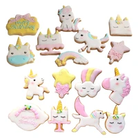 8pcsset cute cartoon unicorn diy cookie biscuit cutter mold cake pastry fondant mould stamps cutter cake decorating tools