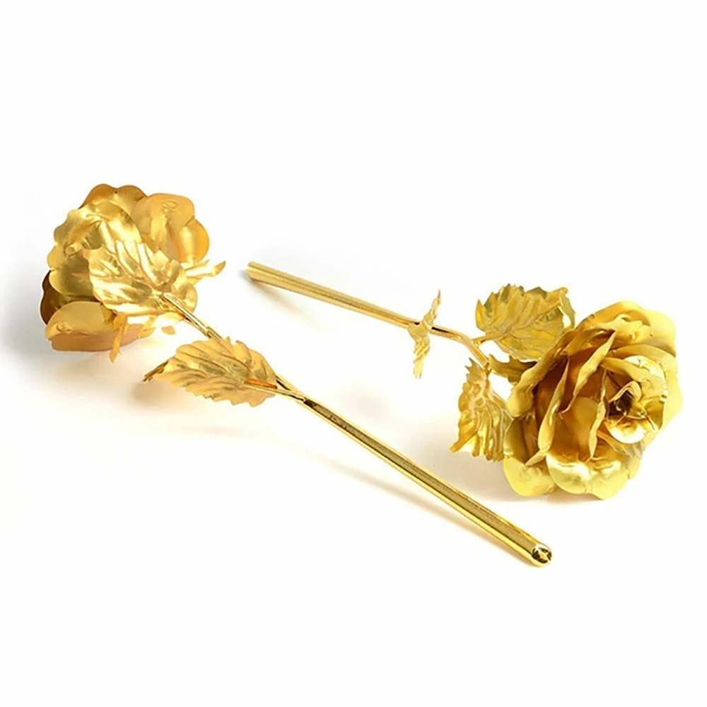 Rose Flower 24K Gold Foil Gold-Plated Decorative Best Bouquet Gift for Valentine's Day Mother's | Дом и сад