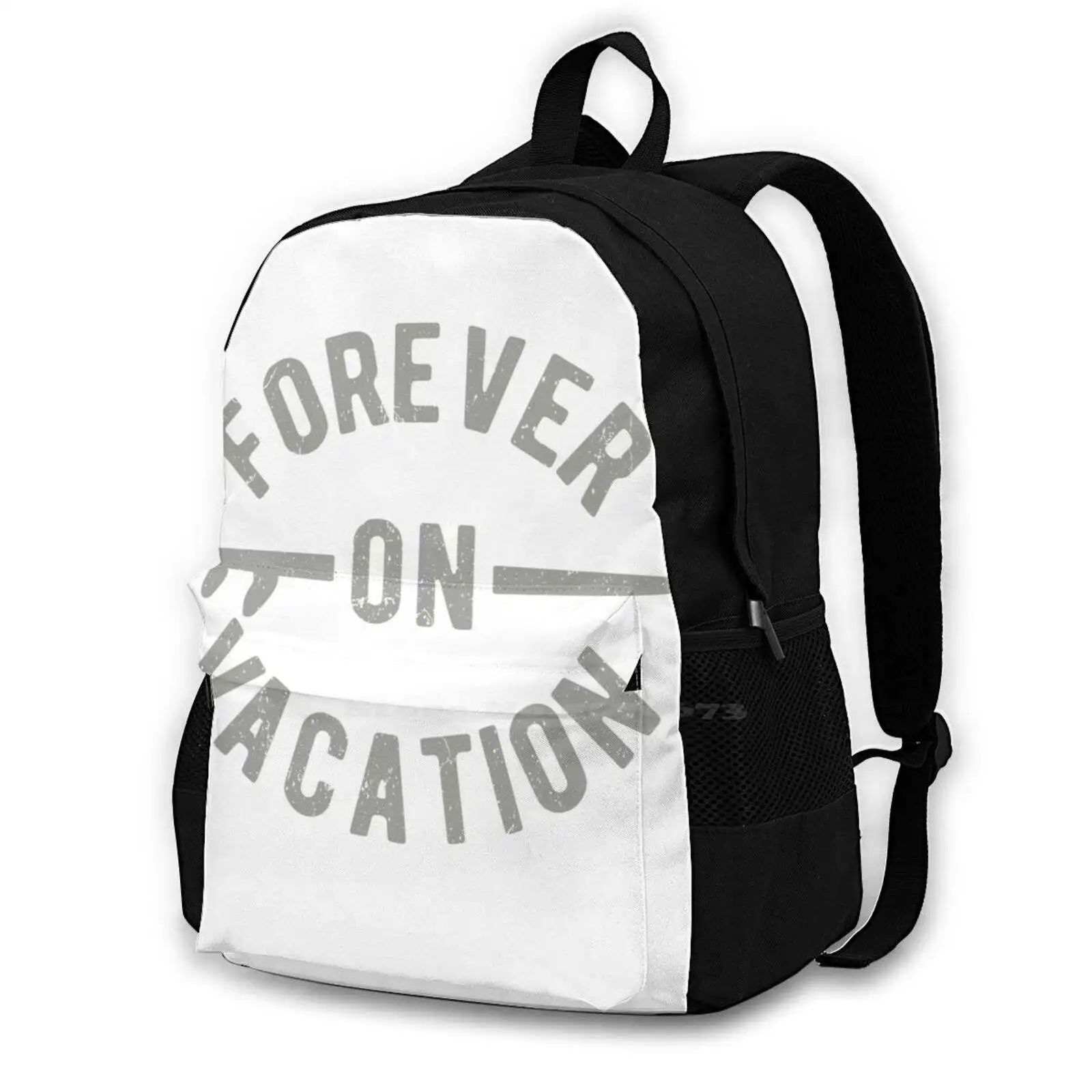 

Distressed Surf Sticker Forerver On Vacation Bag Backpack For Men Women Girls Teenage Black Surf Surfer Beach Ocean Surfing