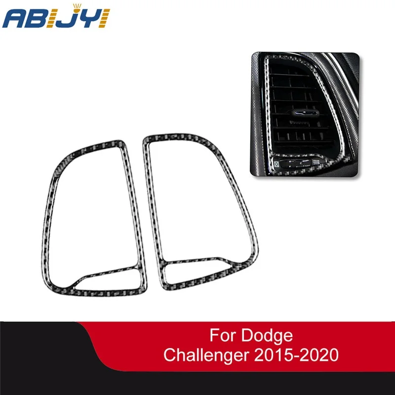 

Автомобильные аксессуары, черные/красные автомобильные наклейки из углеродного волокна, воздушный выход в середине прибора для Dodge Challenger ...