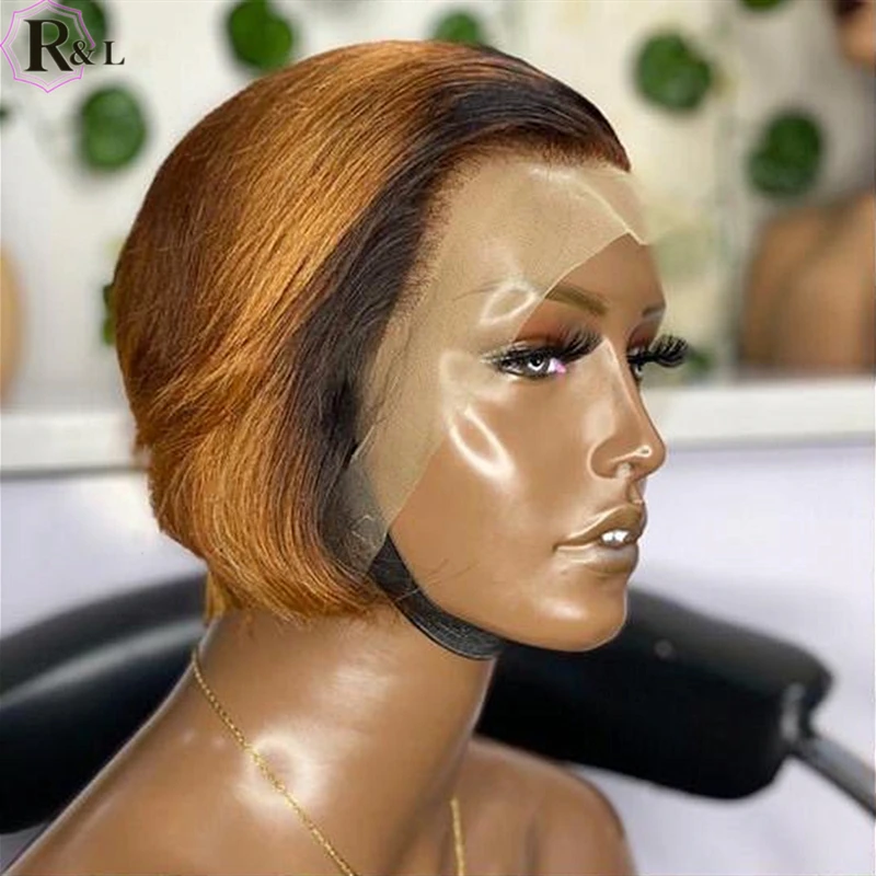 RULINDA Короткие парики из натуральных волос на шнурках 180% плотность бразильские