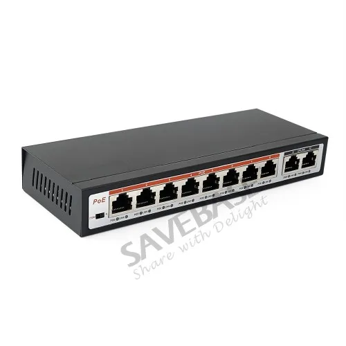 Умный сетевой коммутатор HOMSECUR 8 + 2 порта s 100 Мбит/с 30 Вт PoE переключатель (доставка