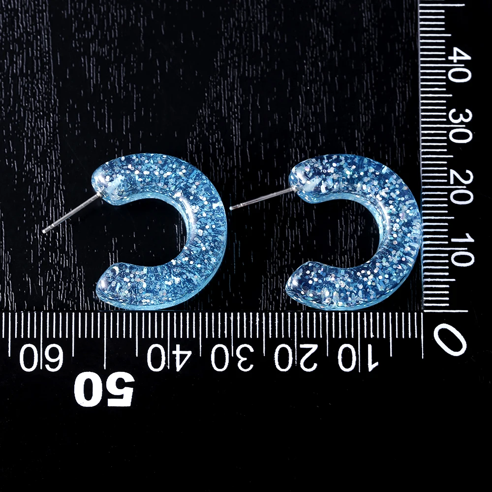 Серьги-кольца SOHOT в стиле бохо женские акриловые круглые серьги с блестками