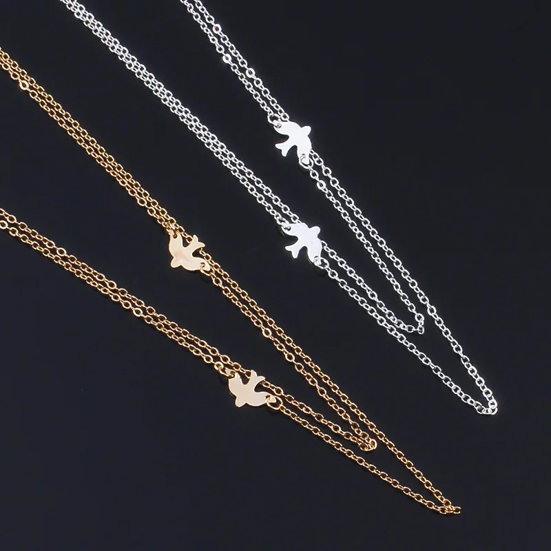 Трендовое креативное ожерелье цепочка с голубем и подвеской Двухслойное чокер