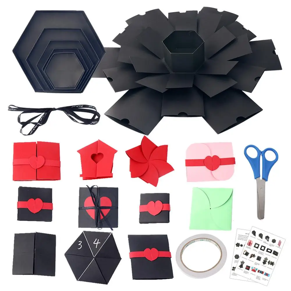 A2 Explosion Box OurWarm сюрприз любовь DIY взрыв коробка День святого Валентина Подарочная коробка для юбилея скрапбук фотоальбом подарок на день рождения 15x15x15 см - Цвет: A2 Explosion Box