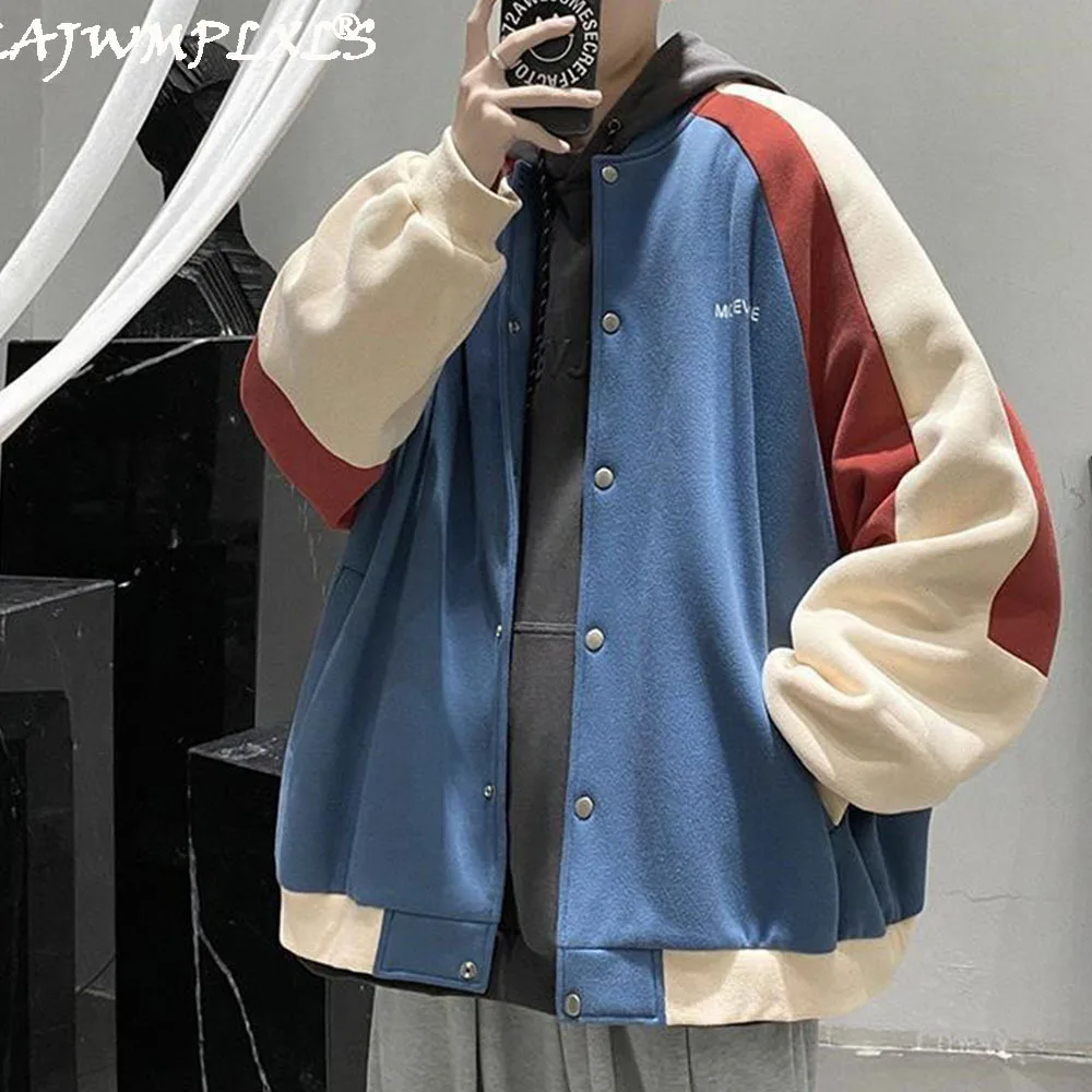 

Baseball Uniform Men's Winter thick Casual Jacket Korean style trendy handsome jacket plus fleece top cool male outwear
