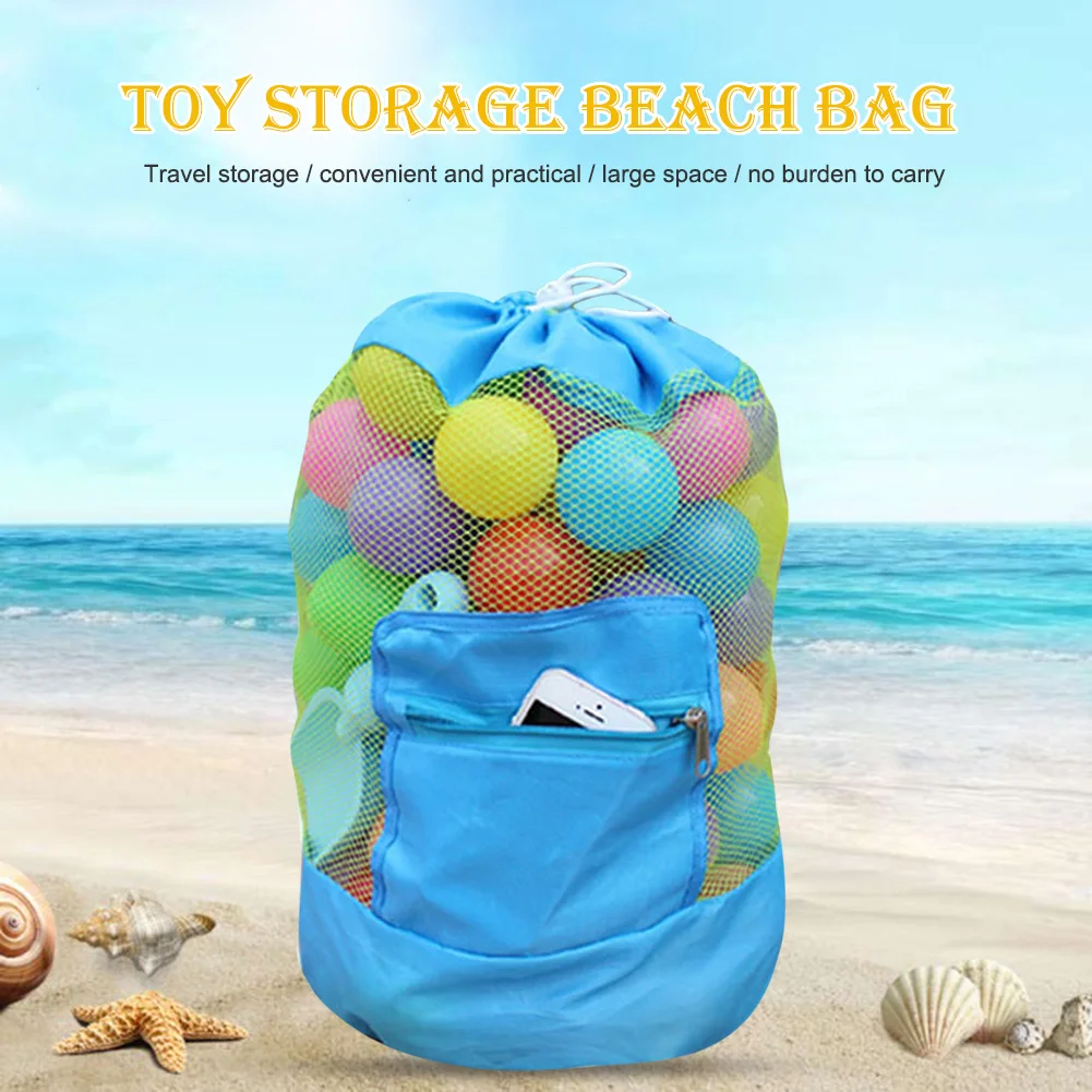 

Складная пляжная сумка для игрушек, мешок для хранения с песком, Сетчатая Сумка-тоут, дорожный органайзер для игрушек, ранец для хранения ме...