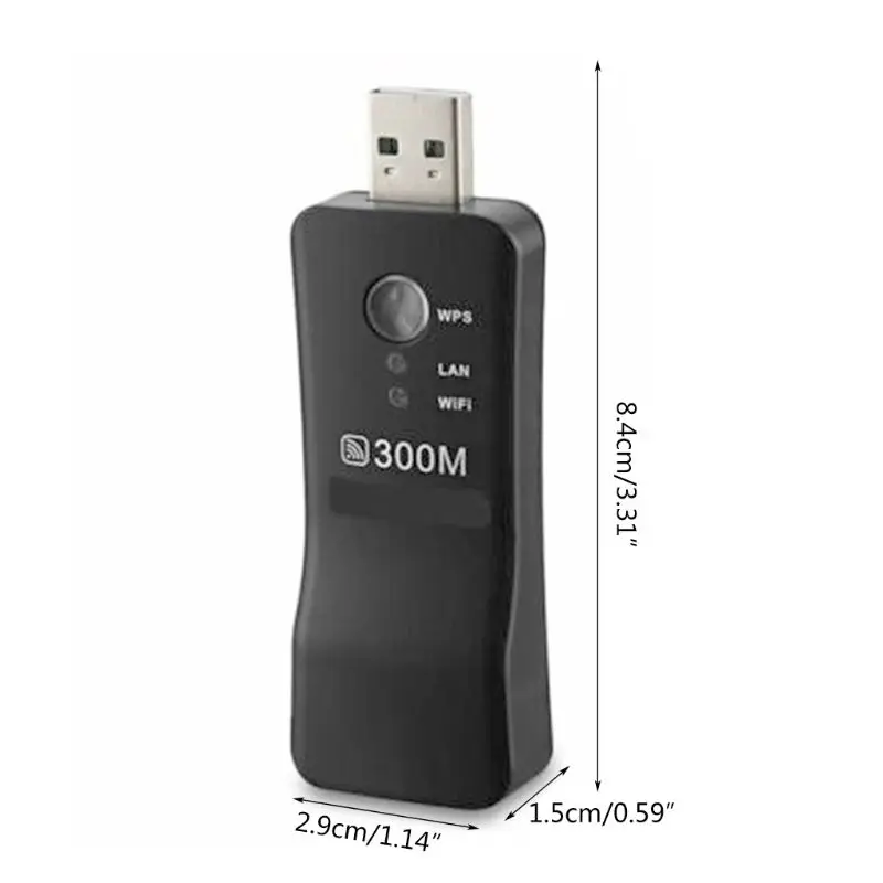 

300M Wireless USB Lan HDTV Adapter Converter RJ-45 Wifi Card Router Repeater
