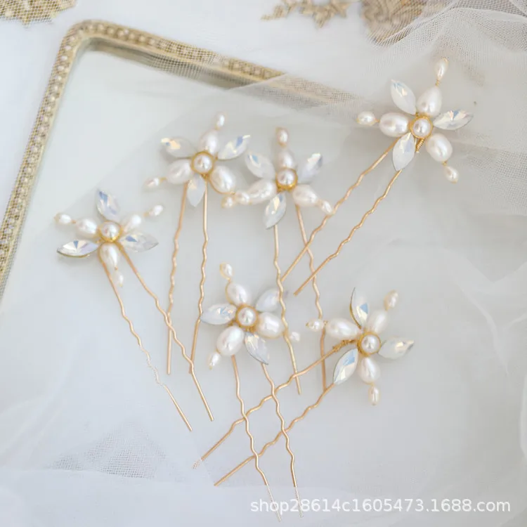 

Wedding Accessories Pearls Beaded Headpieces Headdress Brides Hairpins Women Girl Party Dress Hair Combs Pins Bridal Jewelry