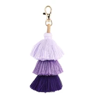 bohemia gradient color three layer tassel alloy keyring for women girl key car bag pendant keychain accessories gift jewelry