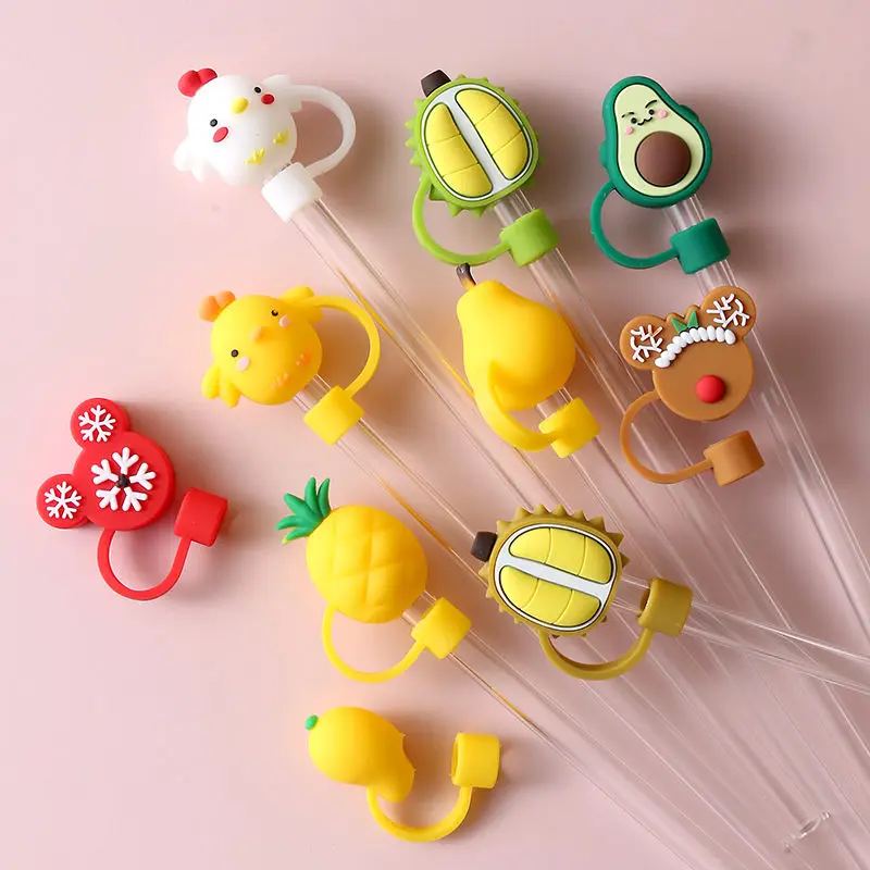 

1pc New Cute Silicone Straw Plug Splash Proof Drinking Dust Cap Airtight Cartoon Plugs Cover Creative Reusable Straw Tips Tools