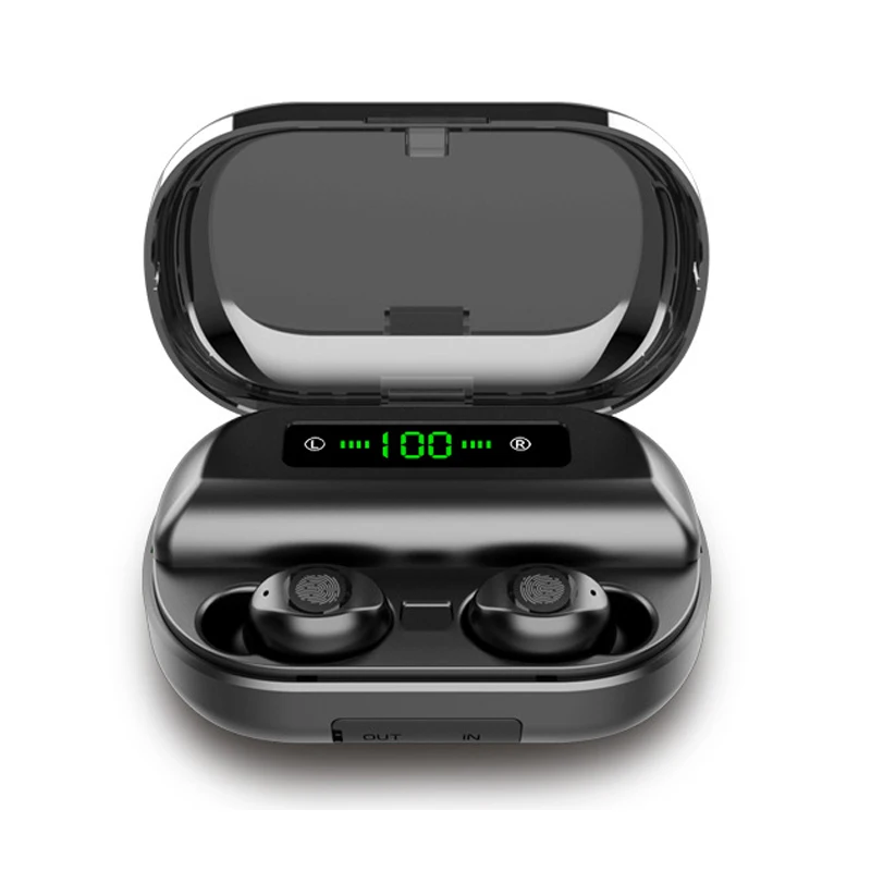 V12 2400mAh Black TWS V12 Bluetooth наушники светодиодный наушники сенсорные беспроводные наушники Игровые 9D стерео Бас Звук 2400 мАч power Bank VS V10 V11 - Цвет: V12 2400mAh Black