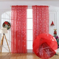 snowflake printed sheer curtain for living room bed room window decoration organza country style tende gothic home decor