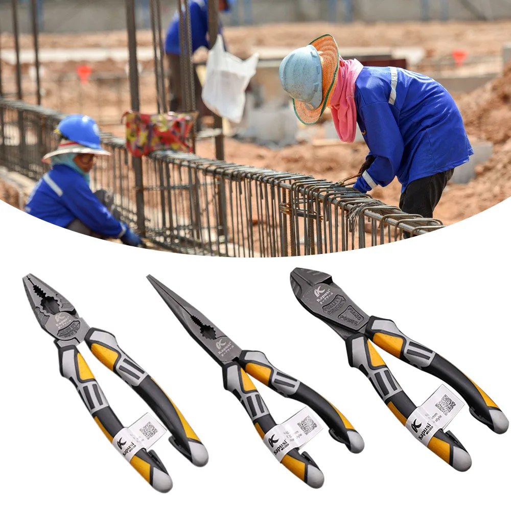 

8in Wire Plier Professional Electrician Plier Chrome-Vanadium Steel Wire Cutter Stripping Crimping Tool for Woodworking Building