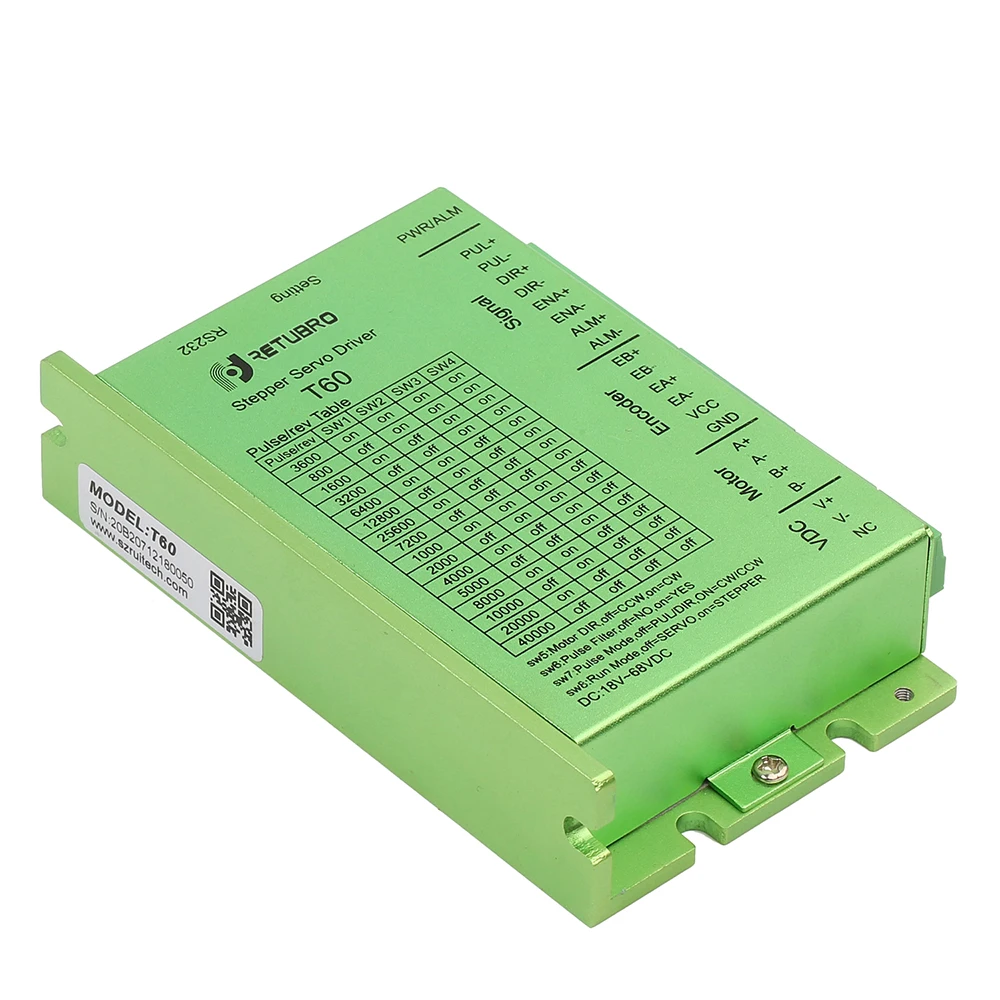 T60 + 57A1EC/57A2EC Nema 23 1 комплект шаговый двигатель и драйвер 1NM/2NM Закрытая петля 8 мм вал