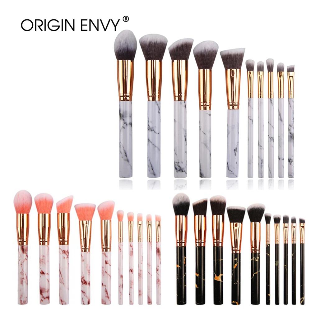 

ORIGIN ENVY 10 Pcs professional makeup brush Set tools Powder Foundation Eyeshadow Lip Eyeliner Blush Marble Face Makeup Brushes